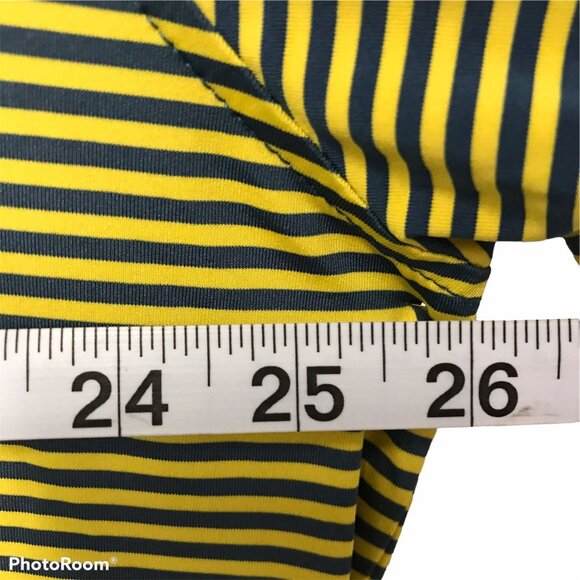 FJ Foot Joy Polo Shirt Mens XL Short Sleeve Yellow & Gray Stripe - Picture 6 of 7